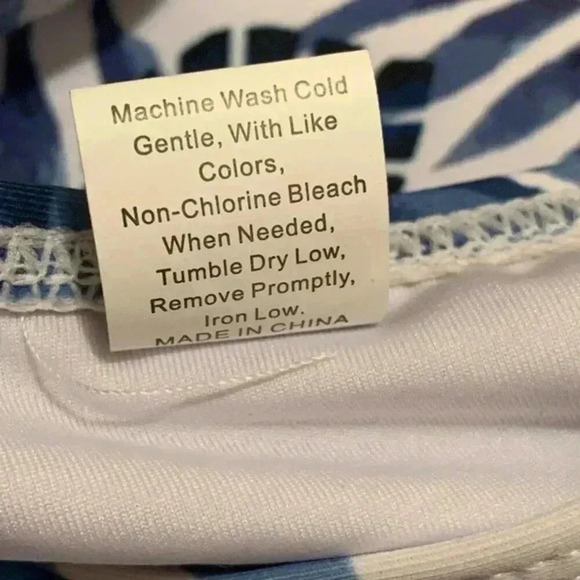 Tropical Blue and White Coconuts Swim Bottoms S - Picture 6 of 6